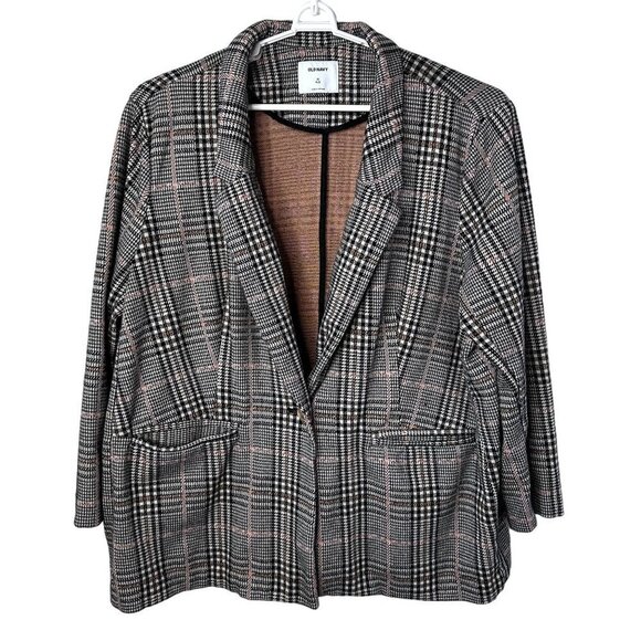 Old Navy Womens Boyfriend Fit Houndstooth Unstructured Blazer Size 3X - Picture 1 of 11